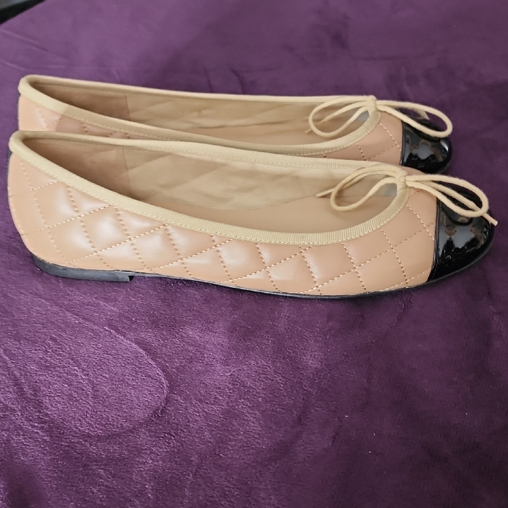 Jon Josef Quilted Beige and Black Flats - Picture 7 of 8